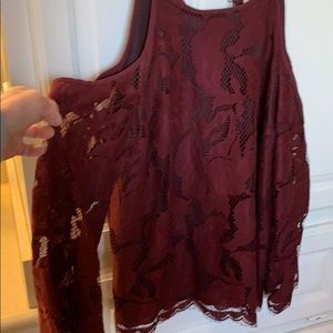 1. state cold shoulder blouse. EUC